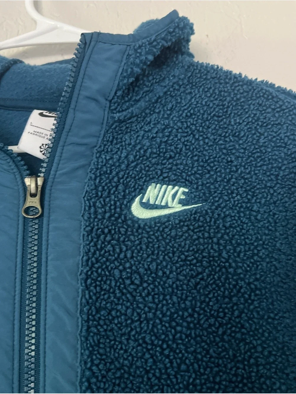 Kids large Nike Teal Sherpa Full-Zip‎ Hoodie